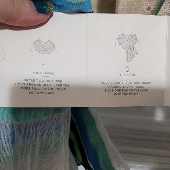 Loft yellow blue and white striped infinity scarf new! - Picture 7 of 7